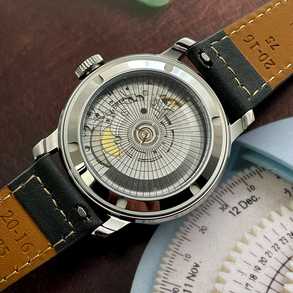 New Merkur Automatic Mechanical Movement Formal Watch Great calendar Sapphire Classic 38mm Sapphire Relogio Masculino