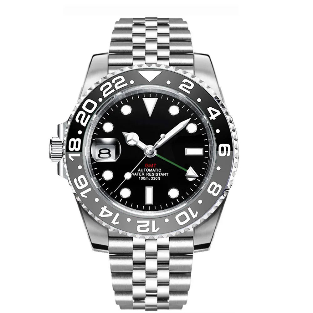 New Custom Men Corgeut Logo Mechanical Wristwatch Luminous GMT Watch NH34Movement Sapphire Glass 10Bar Male Clock Reloj Hombre