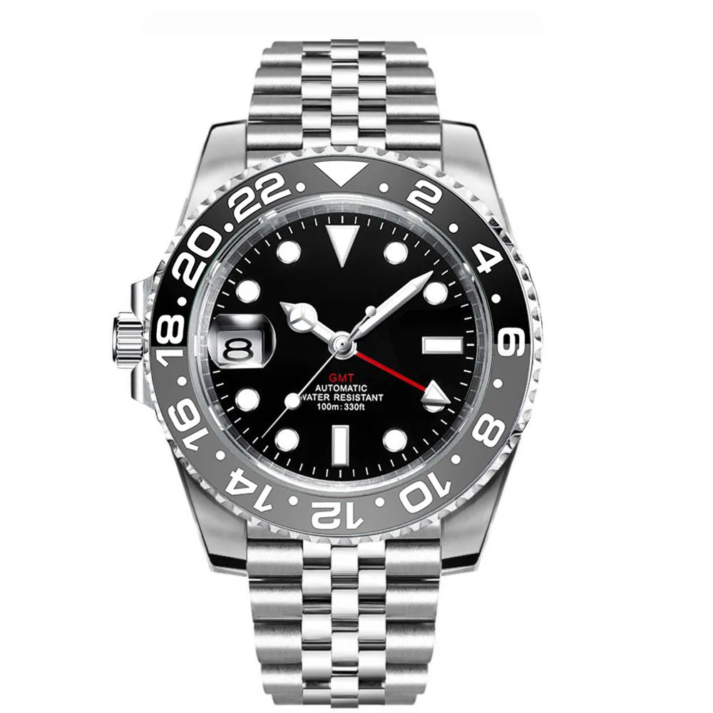 New Custom Men Corgeut Logo Mechanical Wristwatch Luminous GMT Watch NH34Movement Sapphire Glass 10Bar Male Clock Reloj Hombre