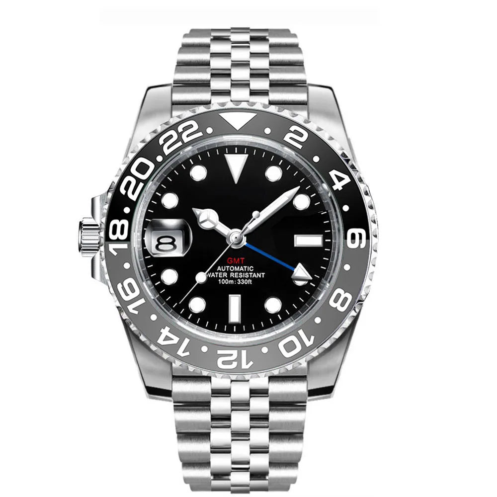 New Custom Men Corgeut Logo Mechanical Wristwatch Luminous GMT Watch NH34Movement Sapphire Glass 10Bar Male Clock Reloj Hombre