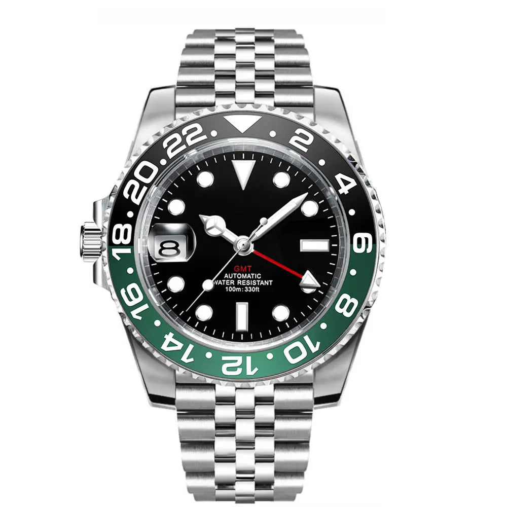 New Custom Men Corgeut Logo Mechanical Wristwatch Luminous GMT Watch NH34Movement Sapphire Glass 10Bar Male Clock Reloj Hombre