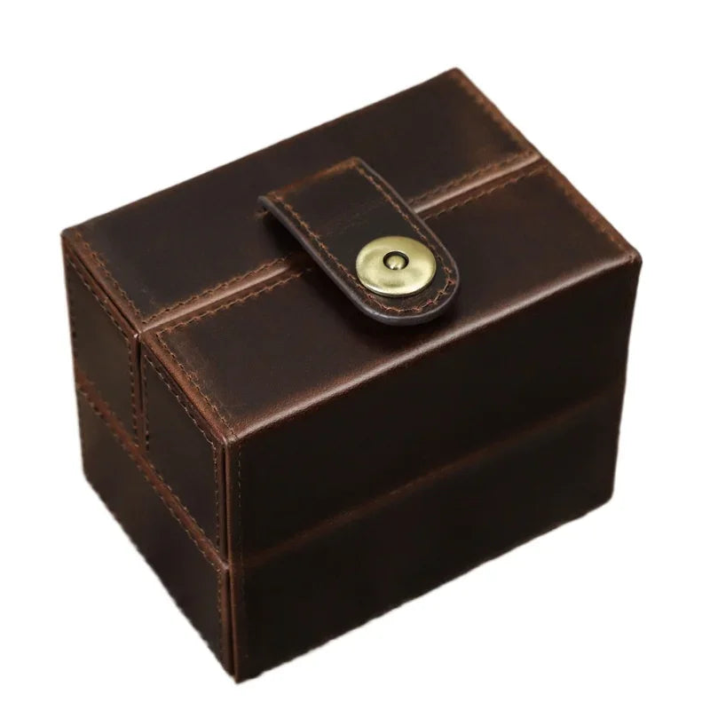 Genuine Leather Watch Case Outdoor Anti Fall Square Portable Watch Box Mechanical Watch Storage Case Gift Box Free Custom Logo