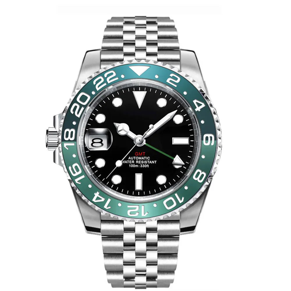 New Custom Men Corgeut Logo Mechanical Wristwatch Luminous GMT Watch NH34Movement Sapphire Glass 10Bar Male Clock Reloj Hombre