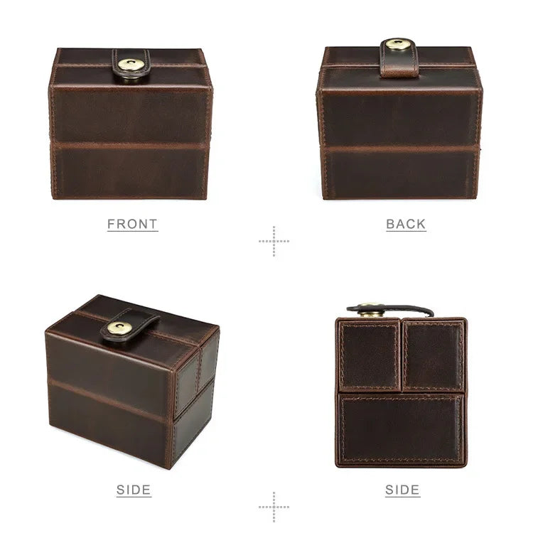 Genuine Leather Watch Case Outdoor Anti Fall Square Portable Watch Box Mechanical Watch Storage Case Gift Box Free Custom Logo