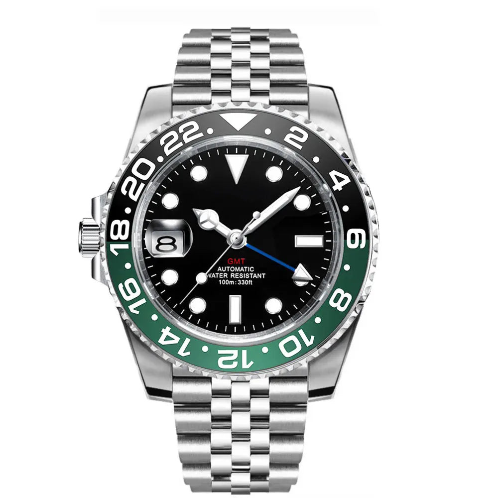 New Custom Men Corgeut Logo Mechanical Wristwatch Luminous GMT Watch NH34Movement Sapphire Glass 10Bar Male Clock Reloj Hombre