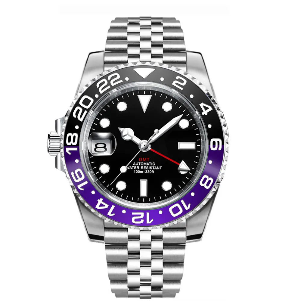 New Custom Men Corgeut Logo Mechanical Wristwatch Luminous GMT Watch NH34Movement Sapphire Glass 10Bar Male Clock Reloj Hombre