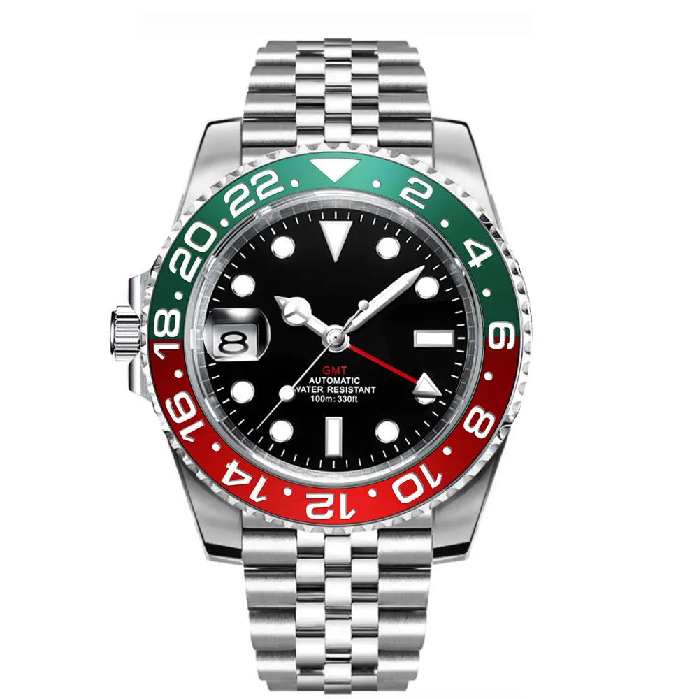 New Custom Men Corgeut Logo Mechanical Wristwatch Luminous GMT Watch NH34Movement Sapphire Glass 10Bar Male Clock Reloj Hombre