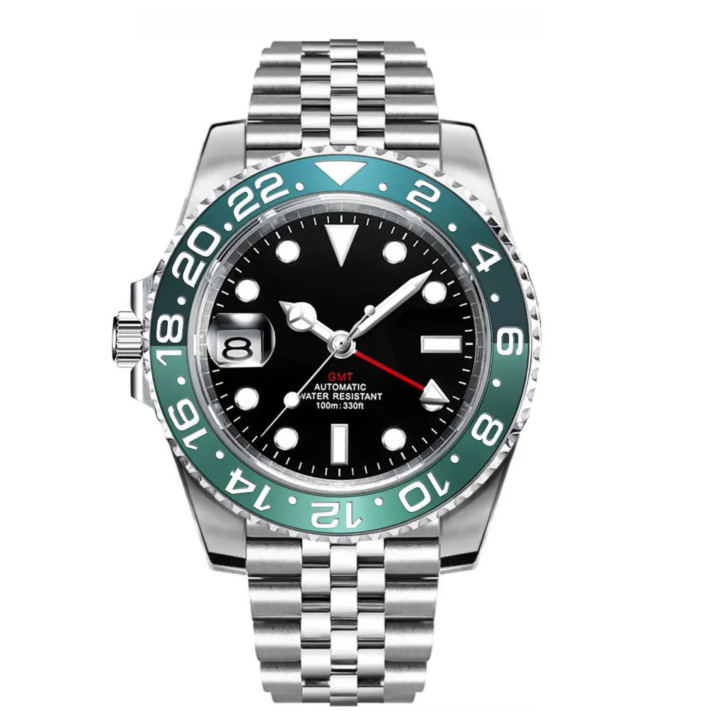 New Custom Men Corgeut Logo Mechanical Wristwatch Luminous GMT Watch NH34Movement Sapphire Glass 10Bar Male Clock Reloj Hombre