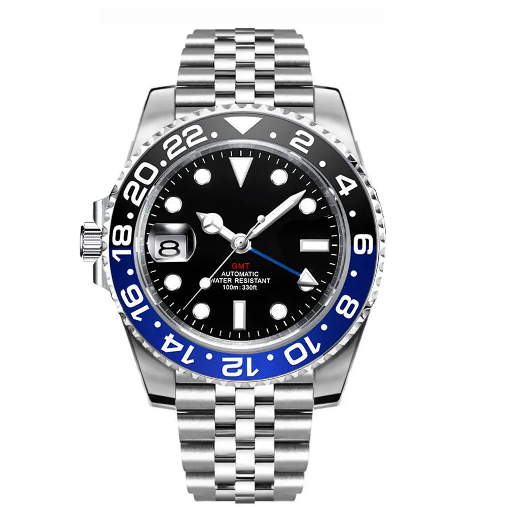 New Custom Men Corgeut Logo Mechanical Wristwatch Luminous GMT Watch NH34Movement Sapphire Glass 10Bar Male Clock Reloj Hombre