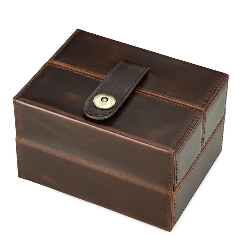 Genuine Leather Watch Case Outdoor Anti Fall Square Portable Watch Box Mechanical Watch Storage Case Gift Box Free Custom Logo