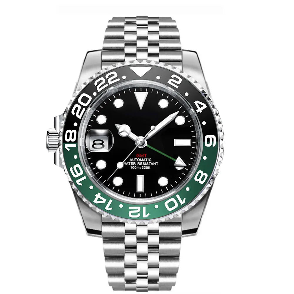 New Custom Men Corgeut Logo Mechanical Wristwatch Luminous GMT Watch NH34Movement Sapphire Glass 10Bar Male Clock Reloj Hombre