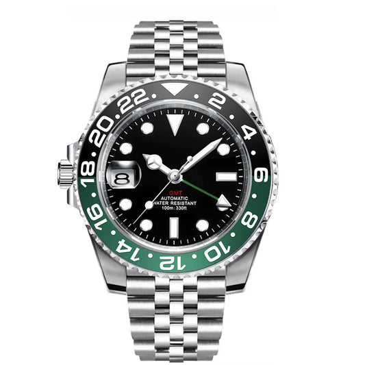 New Custom Men Corgeut Logo Mechanical Wristwatch Luminous GMT Watch NH34Movement Sapphire Glass 10Bar Male Clock Reloj Hombre