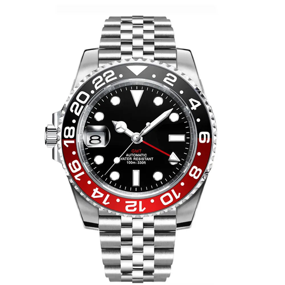 New Custom Men Corgeut Logo Mechanical Wristwatch Luminous GMT Watch NH34Movement Sapphire Glass 10Bar Male Clock Reloj Hombre